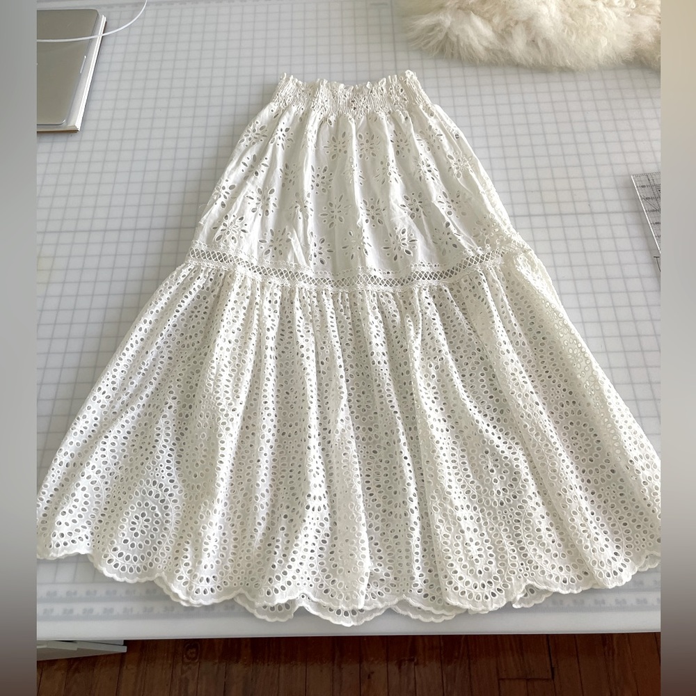 White Eyelet Maxi Skirt